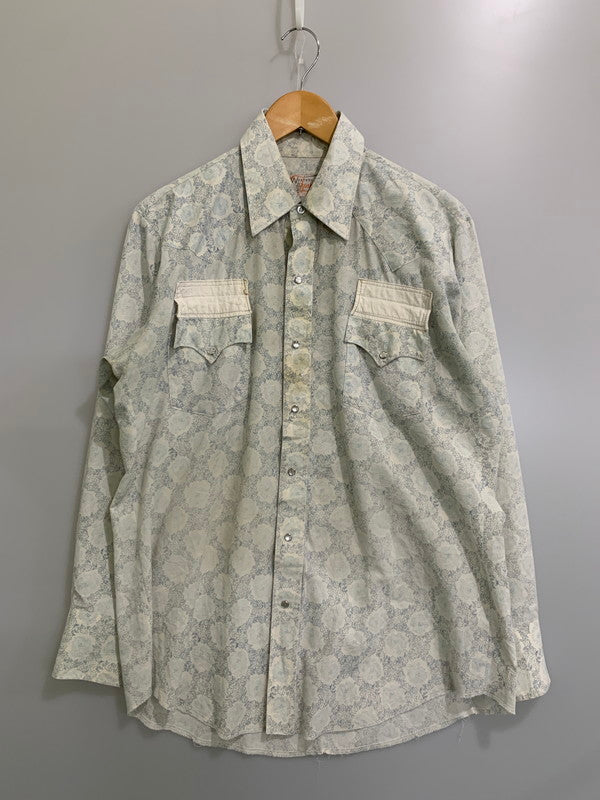 【中古品】【メンズ】 WESTERN FASHION WESTERN SHIRT ウェスタンシャツ 長袖シャツ ロングスリーブ 146-260416-AS-12-min サイズ：下記参照 カラー：ベージュ/ブルー 万代Net店