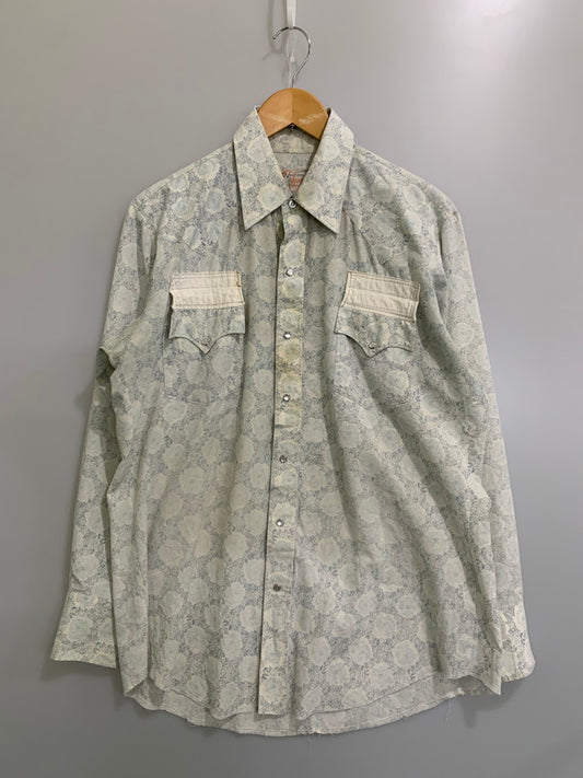 【中古品】【メンズ】 WESTERN FASHION WESTERN SHIRT ウェスタンシャツ 長袖シャツ ロングスリーブ 146-260416-AS-12-min サイズ：下記参照 カラー：ベージュ/ブルー 万代Net店