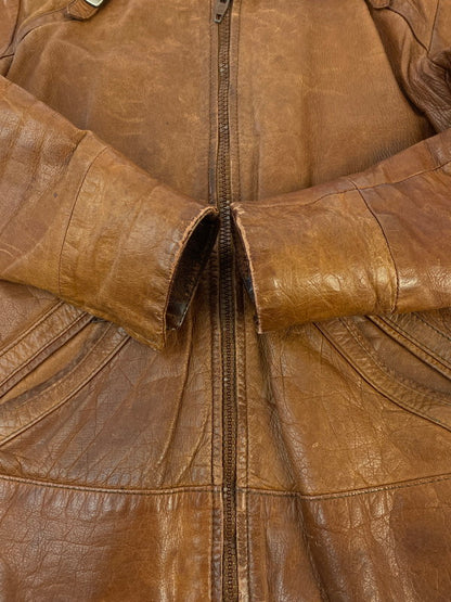 【現状渡し品】【メンズ】 SAXONY サクソニー LEATHER JACKET レザージャケット メンズ アウター 146-260410-KS-21-min サイズ：不明 カラー：ブラウン 万代Net店