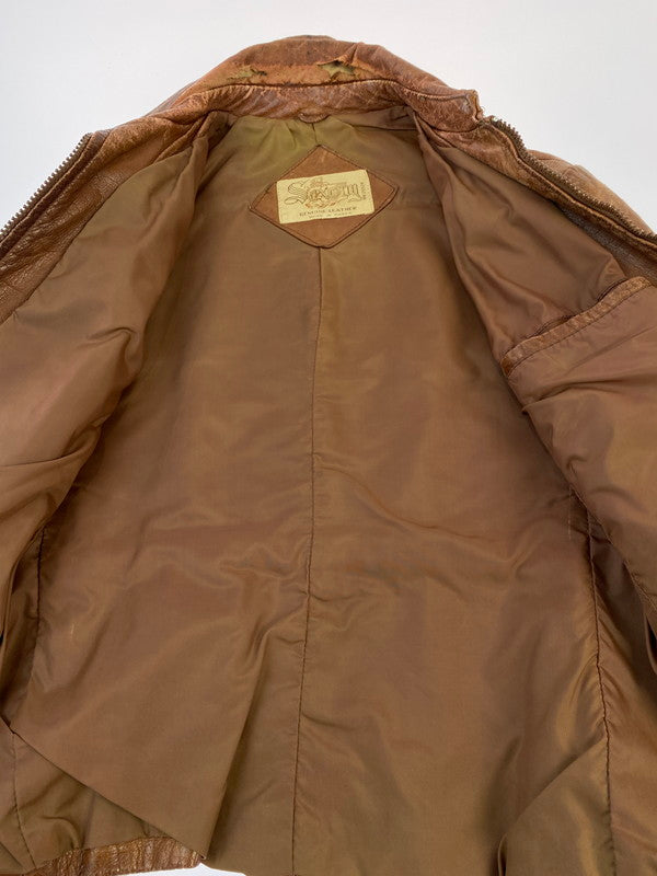 【現状渡し品】【メンズ】 SAXONY サクソニー LEATHER JACKET レザージャケット メンズ アウター 146-260410-KS-21-min サイズ：不明 カラー：ブラウン 万代Net店