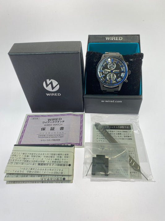 【中古品】【メンズ】 WIRED ワイアード REFLECTION 7T92-0RH0 クォーツ腕時計 198-260417-yn-22-min カラー：ブラック/ブルー 万代Net店