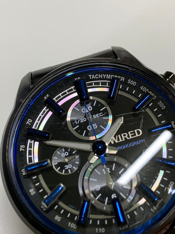 【中古品】【メンズ】 WIRED ワイアード REFLECTION 7T92-0RH0 クォーツ腕時計 198-260417-yn-22-min カラー：ブラック/ブルー 万代Net店