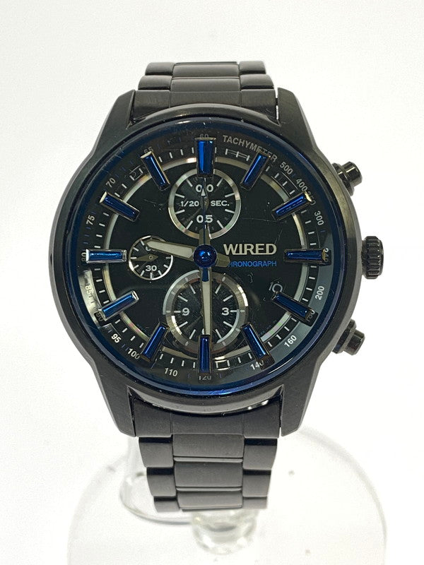 【中古品】【メンズ】 WIRED ワイアード REFLECTION 7T92-0RH0 クォーツ腕時計 198-260417-yn-22-min カラー：ブラック/ブルー 万代Net店
