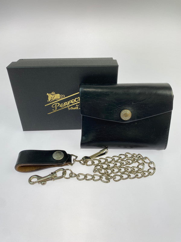 【中古品】【メンズ】 schott ショット LEATHER WALLET レザー ウォレット 財布 200-260413-KS-03-min カラー：ブラック 万代Net店