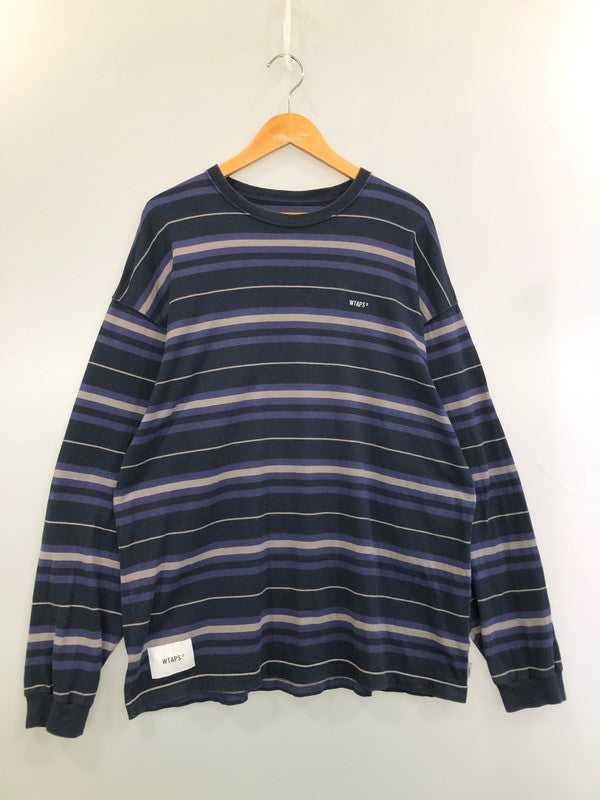 【中古品】【メンズ】 WTAPS ダブルタップス 231ATDT-CSM21 23SS BDY 02 L S COTTON TEXTILE 長袖Tシャツ ロングスリーブ 142-260415-AS-24-min サイズ：03 カラー：ネイビー/パープル/グレー 万代Net店