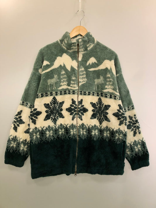 【中古品】【メンズ】 CABELA'S カベラス 90S FLEECE ZIP-UP JACKET フリースジップアップジャケット 146-260423-zi-13-min サイズ：L カラー：グリーン/ホワイト 万代Net店