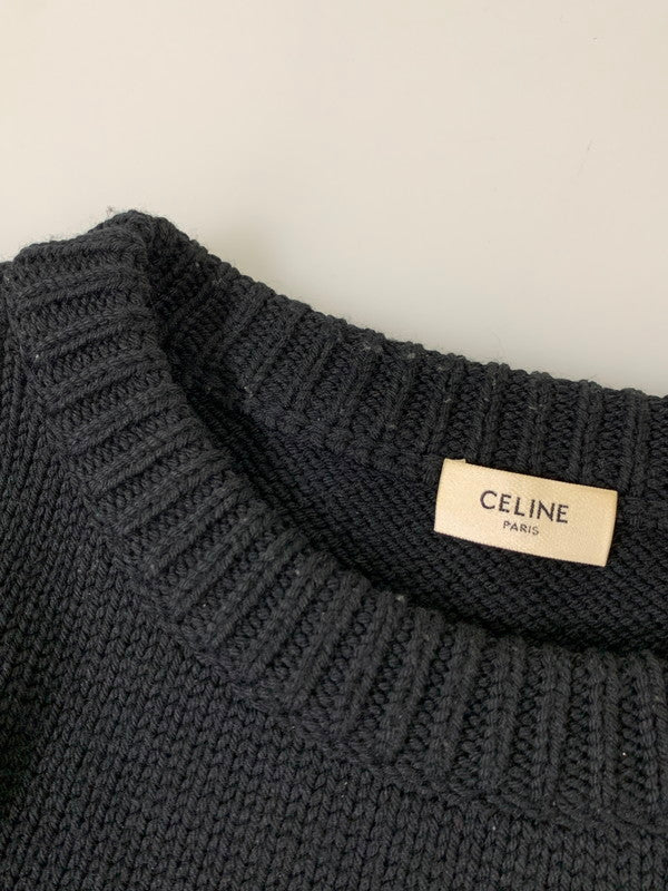 【中古品】【メンズ】 CELINE セリーヌ 21SS 2A43L717M ピエロ ボクシー クルーネック セーターニット トップス 141-260412-SH-05-min サイズ：XL カラー：ブラック 万代Net店