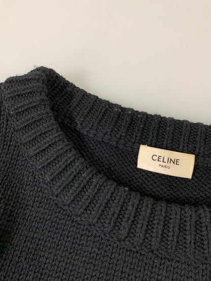 【中古品】【メンズ】 CELINE セリーヌ 21SS 2A43L717M ピエロ ボクシー クルーネック セーターニット トップス 141-260412-SH-05-min サイズ：XL カラー：ブラック 万代Net店