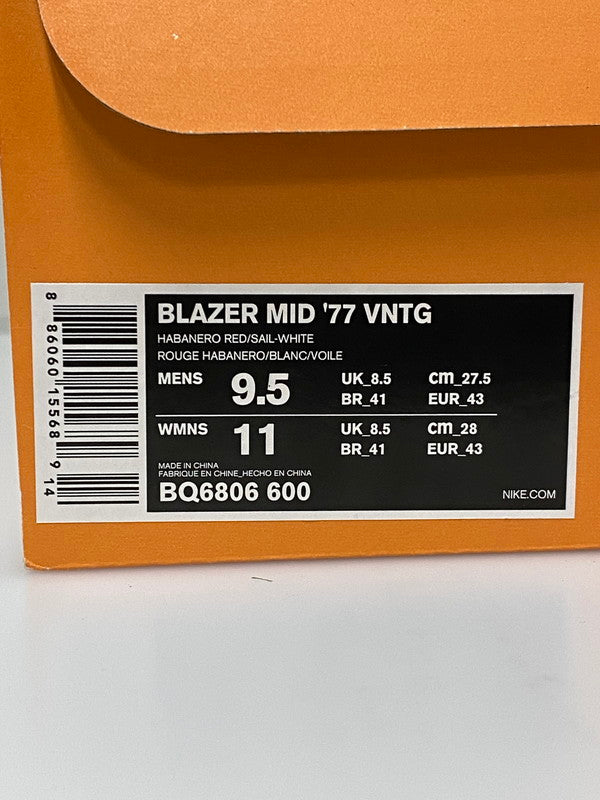 【中古品】【メンズ】 NIKE ナイキ BLAZER MID VINTAGE 77 BQ6806-600 ブレーザー ミッド ビンテージ 靴 シューズ スニーカー SNEAKER 160-260414-KS-16-min サイズ：27.5cm US9.5 カラー：HABANERO RED 万代Net店