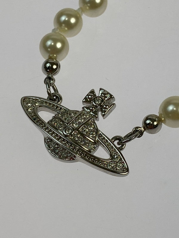 【中古品】【レディース】 Vivienne Westwood ヴィヴィアンウエストウッド 12-05-999105-51 PEARL BAS RELIEF CHOKER ネックレス アクセサリー 192-260415-AS-47-min カラー：オフホワイト/シルバー 万代Net店