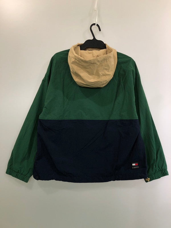 【中古品】【メンズ】 TOMMY JEANS トミー ジーンズ NYLON PULLOVER JACKET ナイロン プルオーバー ジャケット アウター 147-260415-AS-8-min サイズ：S カラー：グリーン/ベージュ 万代Net店