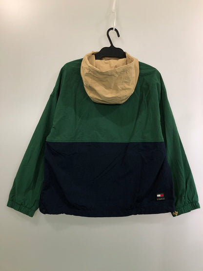 【中古品】【メンズ】 TOMMY JEANS トミー ジーンズ NYLON PULLOVER JACKET ナイロン プルオーバー ジャケット アウター 147-260415-AS-8-min サイズ：S カラー：グリーン/ベージュ 万代Net店