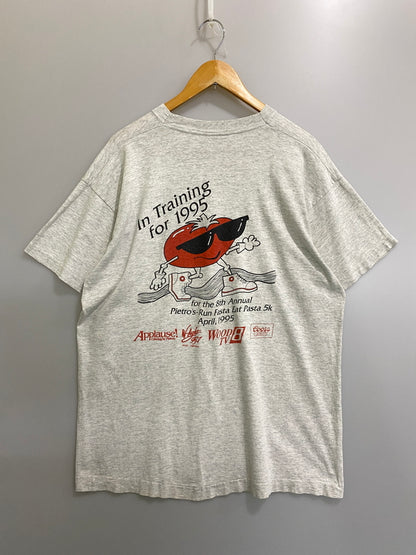 【現状渡し品】【メンズ】 USED ユーズド 90S PIETROS RUN FASTA EAT PASTA 5K TEE 90年代 プリント Tシャツ メンズ トップス ヴィンテージ 半袖 146-260720-em-26-min サイズ：XL カラー：グレー 万代Net店