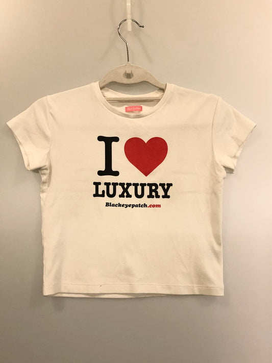 【中古品】【レディース】 BLACK EYEPATCH I LOVE LUXURY BABY TEE ブラックアイパッチ アイ ラブ ラグジュアリー ベイビー Tシャツ 半袖Tシャツ トップス 170-260417-yn-03-min サイズ：S カラー：ホワイト 万代Net店