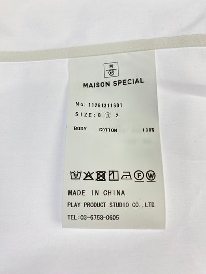 【中古品】【メンズ】 MAISON SPECIAL メゾンスペシャル SUVIN COTTON TYPEWRITER PRIME‐OVER SHIRT スビンコットン タイプライター プライムオーバー シャツ 長袖シャツ 140-260427-KS-19-min サイズ：1 カラー：ホワイト 万代Net店