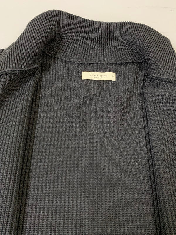 【中古品】【メンズ】 PUBLIC TOKYO パブリックトウキョウ BOUND WOOL LIGHT DRIVERS KNIT バウンドウール ライト ドライバーズニット メンズ トップス ジップアップ 140-260424-em-34-min サイズ：01 カラー：グレー 万代Net店