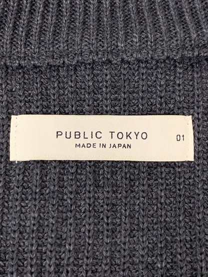 【中古品】【メンズ】 PUBLIC TOKYO パブリックトウキョウ BOUND WOOL LIGHT DRIVERS KNIT バウンドウール ライト ドライバーズニット メンズ トップス ジップアップ 140-260424-em-34-min サイズ：01 カラー：グレー 万代Net店