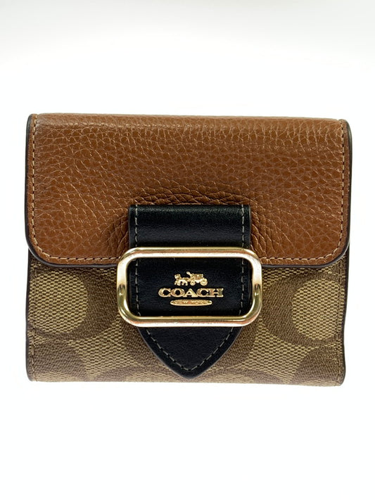 【中古品】【メンズ/レディース】 COACH コーチ SMALL MORGAN WALLET”COLORBLOCK SIGNATURE CF472 スモール モーガン ウォレット カラーブロック シグネチャー 二つ折り財布 ウォレット 181-260424-em-08-min カラー：ブラウン系 万代Net店