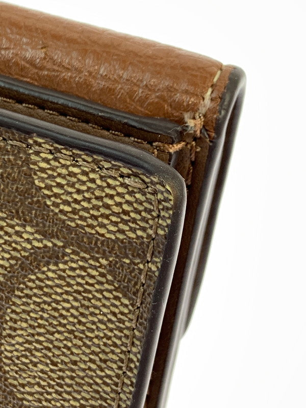 【中古品】【メンズ/レディース】 COACH コーチ SMALL MORGAN WALLET”COLORBLOCK SIGNATURE CF472 スモール モーガン ウォレット カラーブロック シグネチャー 二つ折り財布 ウォレット 181-260424-em-08-min カラー：ブラウン系 万代Net店