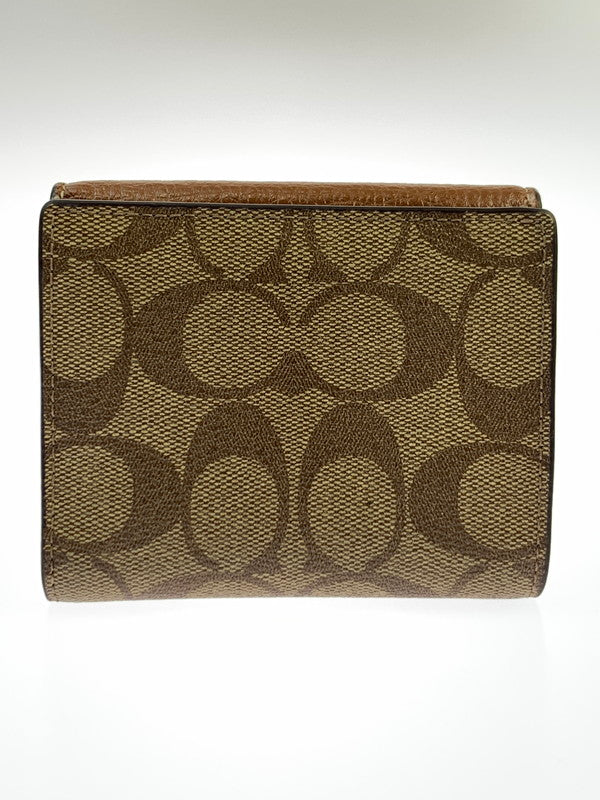 【中古品】【メンズ/レディース】 COACH コーチ SMALL MORGAN WALLET”COLORBLOCK SIGNATURE CF472 スモール モーガン ウォレット カラーブロック シグネチャー 二つ折り財布 ウォレット 181-260424-em-08-min カラー：ブラウン系 万代Net店