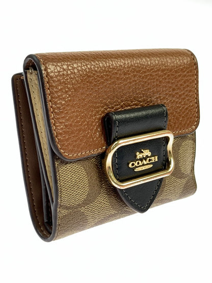 【中古品】【メンズ/レディース】 COACH コーチ SMALL MORGAN WALLET”COLORBLOCK SIGNATURE CF472 スモール モーガン ウォレット カラーブロック シグネチャー 二つ折り財布 ウォレット 181-260424-em-08-min カラー：ブラウン系 万代Net店