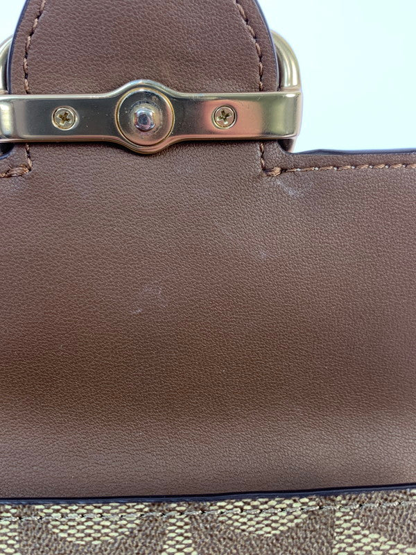 【中古品】【メンズ/レディース】 COACH コーチ SMALL MORGAN WALLET”COLORBLOCK SIGNATURE CF472 スモール モーガン ウォレット カラーブロック シグネチャー 二つ折り財布 ウォレット 181-260424-em-08-min カラー：ブラウン系 万代Net店
