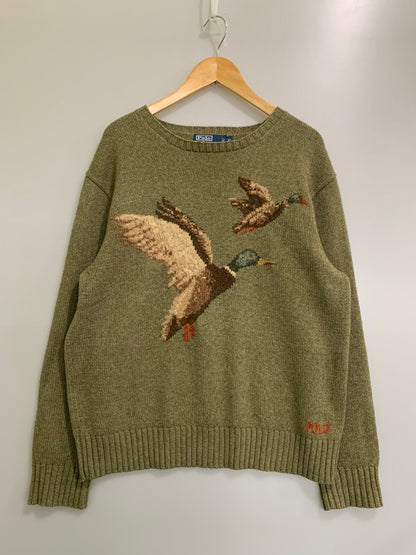 【中古品】【メンズ】 RALPH LAUREN ラルフローレン DUCK SWEATER ダックセーター メンズ トップス 146-260421-KS-35-min サイズ：XL カラー：グリーン系 万代Net店