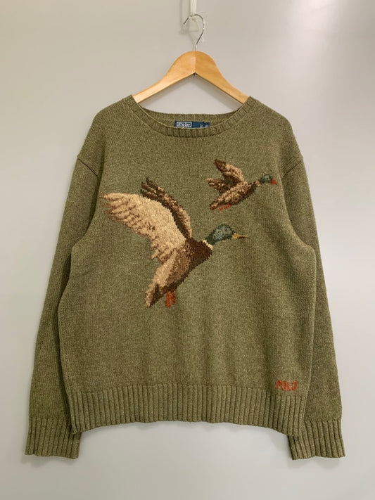 【中古品】【メンズ】 RALPH LAUREN ラルフローレン DUCK SWEATER ダックセーター メンズ トップス 146-260421-KS-35-min サイズ：XL カラー：グリーン系 万代Net店