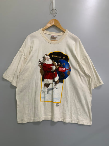 【中古品】【メンズ】 COCA-COLA コカ・コーラ 90’s WHEREVER I GO TEE ウェアエバーアイゴー Tシャツ トップス 146-260425-SH-08-min サイズ：XL カラー：アイボリー 万代Net店