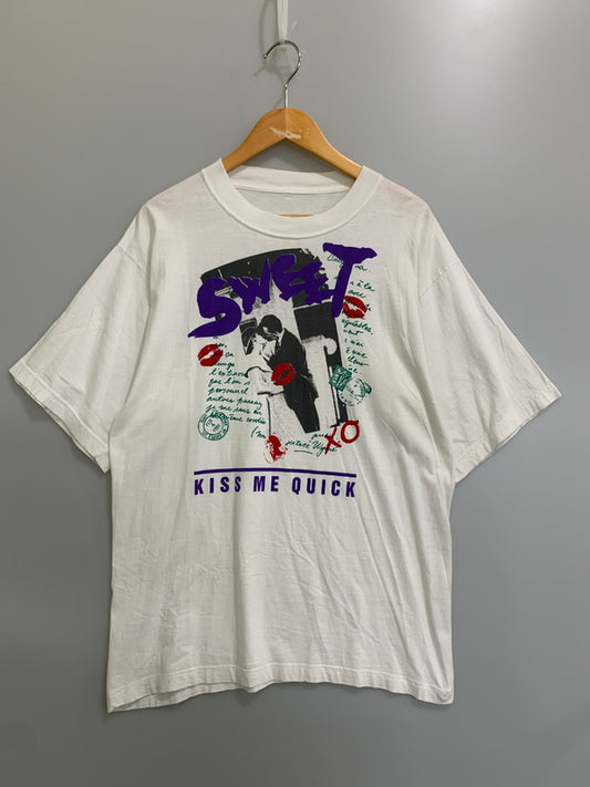 【中古品】【メンズ】 USED 90S DESIGN TEE SWEET デザインT プリントT 半袖Tシャツ 146-260714-ta-43-min サイズ：サイズ不明 カラー：ホワイト 万代Net店