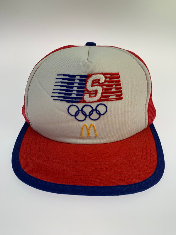 【中古品】【メンズ/レディース】 LA OLYMPIC 1984 MCDONALD'S CAP ロサンゼルス オリンピック マクドナルド メッシュ キャップ ヴィンテージ アメリカ 帽子 185-260424-em-13-min カラー：レッド 万代Net店