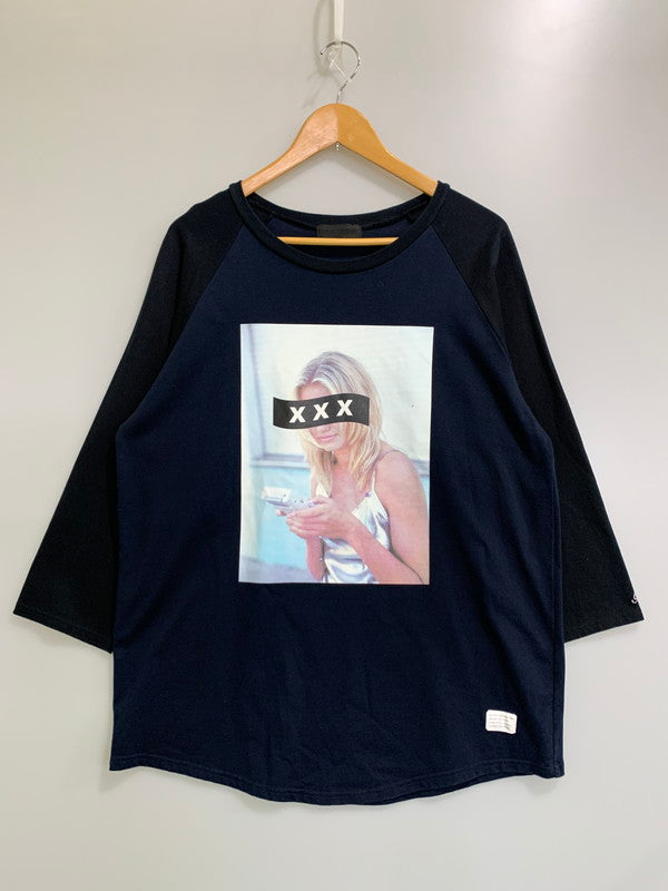 【中古品】【メンズ】 GOD SELECTION ゴッド セレクション RAGLAN TEE ラグラン ティー 長袖Tシャツ メンズ トップス 142-260424-em-24-min サイズ：M カラー：ネイビー/ブラック 万代Net店