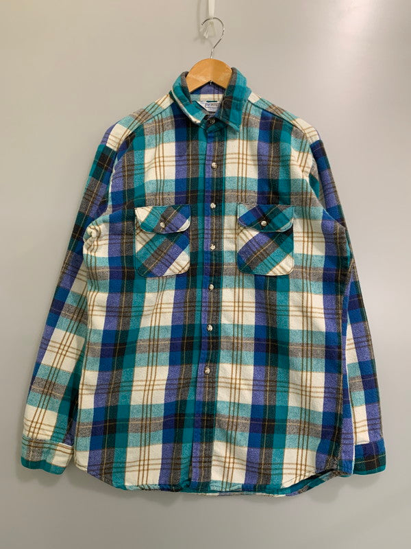 【中古品】【メンズ】 FIVE BROTHER ファイブブラザー 80-90S HEAVY FLANNEL SHIRT 1980年代〜1990年代 ヘビー フランネルシャツ メンズ トップス 146-260421-KS-19-min サイズ：L カラー：ブルー/グリーン/ホワイト 万代Net店