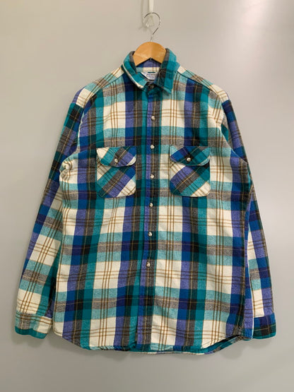 【中古品】【メンズ】 FIVE BROTHER ファイブブラザー 80-90S HEAVY FLANNEL SHIRT 1980年代〜1990年代 ヘビー フランネルシャツ メンズ トップス 146-260421-KS-19-min サイズ：L カラー：ブルー/グリーン/ホワイト 万代Net店