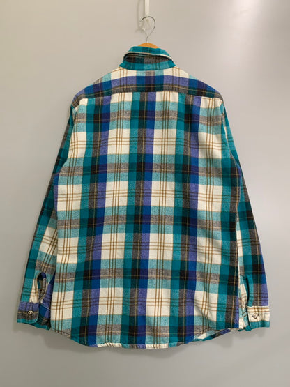 【中古品】【メンズ】 FIVE BROTHER ファイブブラザー 80-90S HEAVY FLANNEL SHIRT 1980年代〜1990年代 ヘビー フランネルシャツ メンズ トップス 146-260421-KS-19-min サイズ：L カラー：ブルー/グリーン/ホワイト 万代Net店