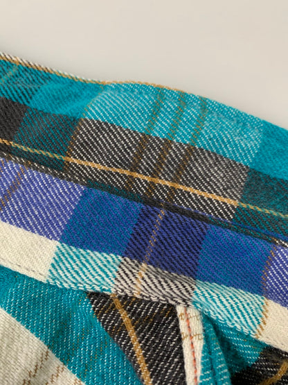 【中古品】【メンズ】 FIVE BROTHER ファイブブラザー 80-90S HEAVY FLANNEL SHIRT 1980年代〜1990年代 ヘビー フランネルシャツ メンズ トップス 146-260421-KS-19-min サイズ：L カラー：ブルー/グリーン/ホワイト 万代Net店
