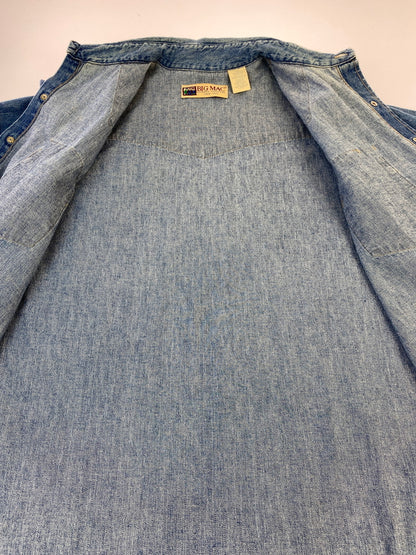 【中古品】【メンズ】 BIG MAC ビッグマック 90S DENIM L S SHIRT デニム ロングスリーブ 長袖シャツ 146-260604-AS-30-min サイズ：REGULAR カラー：ブルー 万代Net店