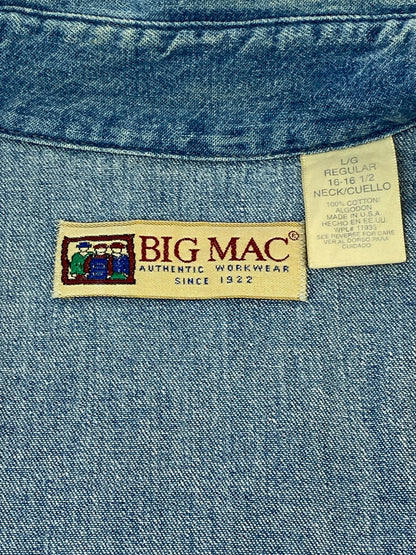 【中古品】【メンズ】 BIG MAC ビッグマック 90S DENIM L S SHIRT デニム ロングスリーブ 長袖シャツ 146-260604-AS-30-min サイズ：REGULAR カラー：ブルー 万代Net店