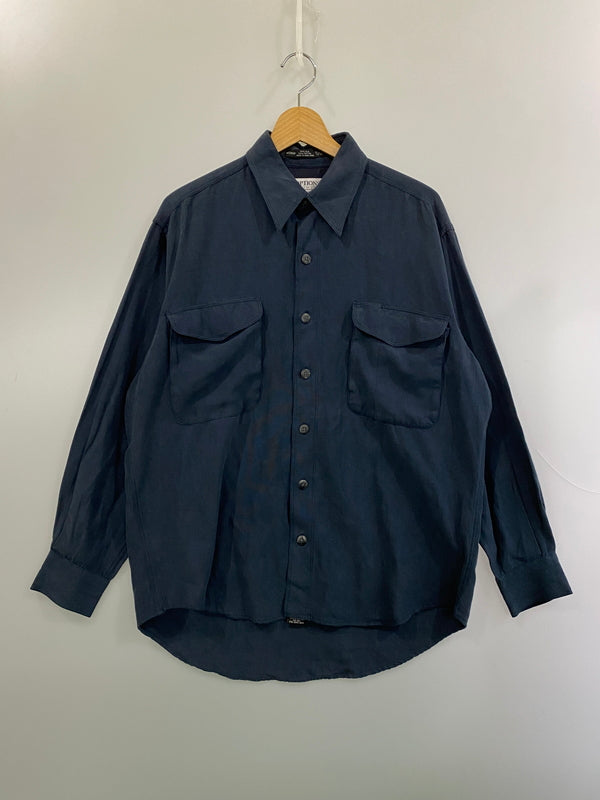 【中古品】【メンズ】 OPTIONS UNLIMITED オプションズ アンリミテッド シルク混 L S SHIRT ロングスリーブ シャツ メンズ 長袖シャツ トップス 146-260524-em-30-min サイズ：M カラー：ネイビー 万代Net店