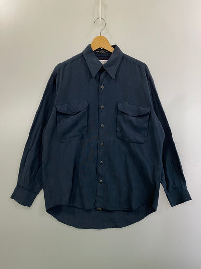 【中古品】【メンズ】 OPTIONS UNLIMITED オプションズ アンリミテッド シルク混 L S SHIRT ロングスリーブ シャツ メンズ 長袖シャツ トップス 146-260524-em-30-min サイズ：M カラー：ネイビー 万代Net店