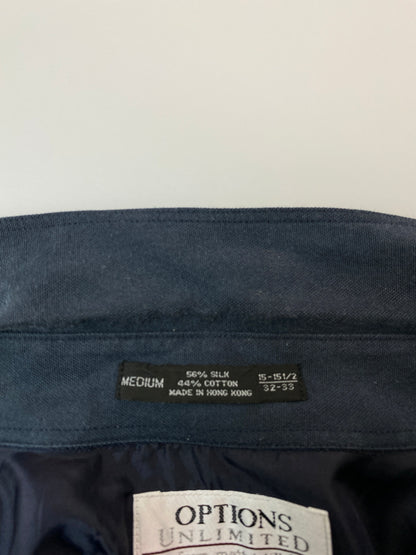 【中古品】【メンズ】 OPTIONS UNLIMITED オプションズ アンリミテッド シルク混 L S SHIRT ロングスリーブ シャツ メンズ 長袖シャツ トップス 146-260524-em-30-min サイズ：M カラー：ネイビー 万代Net店