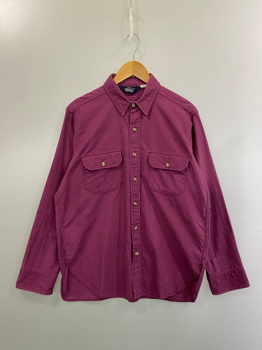 【中古品】【メンズ】 WOOLRICH ウールリッチ 80-90S シャモアクロスシャツ 80年代 90年代 メンズ 長袖 シャツ トップス 144-260524-em-26-min サイズ：L カラー：レッドパープル 万代Net店