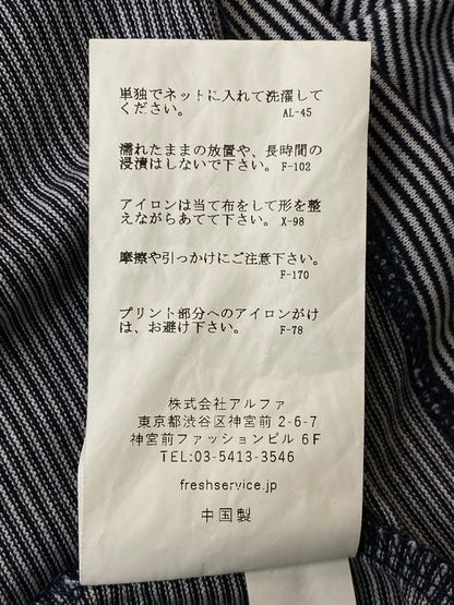 【中古品】【メンズ】 FRESHSERVICE フレッシュサービス MICRO BORDER L S TEE FSC261-70168 マイクロボーダー ロングスリーブ Tシャツ 長袖 ロンT メンズ トップス 140-260521-em-18-min サイズ：M カラー：ネイビー系（ストライプ） 万代Net店
