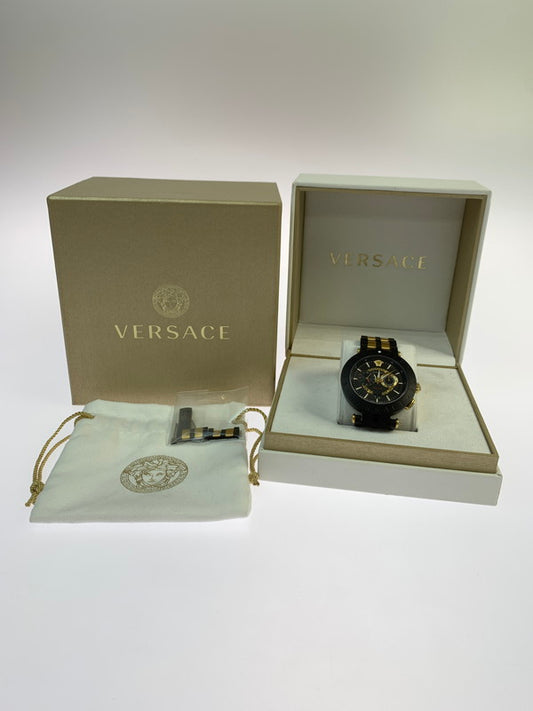 【中古品】【メンズ/レディース】 VERSACE V-RACE DUALTIME QUARTZ WATCH VEBV00619 ブイレース デュアルタイム クォーツ ウォッチ 腕時計 197-260424-em-10-min カラー：ブラック/ゴールド 万代Net店