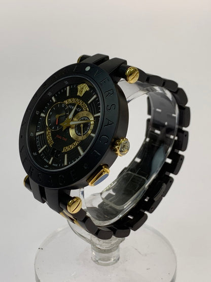 【中古品】【メンズ/レディース】 VERSACE V-RACE DUALTIME QUARTZ WATCH VEBV00619 ブイレース デュアルタイム クォーツ ウォッチ 腕時計 197-260424-em-10-min カラー：ブラック/ゴールド 万代Net店