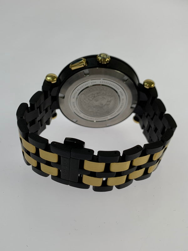 【中古品】【メンズ/レディース】 VERSACE V-RACE DUALTIME QUARTZ WATCH VEBV00619 ブイレース デュアルタイム クォーツ ウォッチ 腕時計 197-260424-em-10-min カラー：ブラック/ゴールド 万代Net店