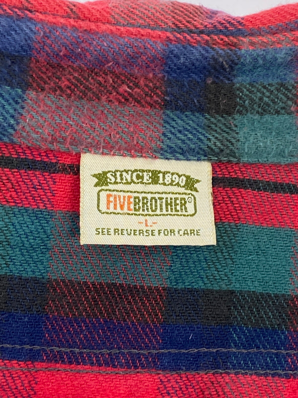 【中古品】【メンズ】 FIVE BROTHER ファイブブラザー 90'S ネルシャツ 長袖シャツ ロングスリーブ 146-260604-AS-31-min サイズ：L カラー：レッド/グリーン 万代Net店
