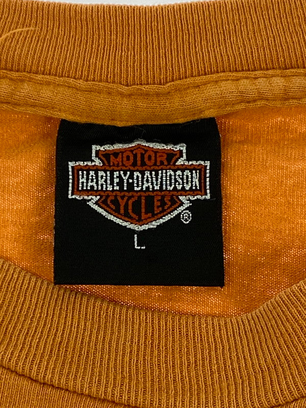 【中古品】【メンズ】 HARLEY-DAVIDSON ハーレーダビッドソン PRINT TEE 半袖Tシャツ ショートスリーブ 146-260503-AS-5-min サイズ：L カラー：オレンジ 万代Net店