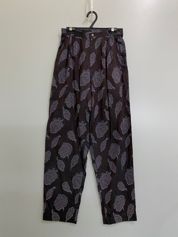 【中古品】【レディース】 ISSEY MIYAKE イッセイミヤケ 80S BOTANICAL PATTERN PANT ボタニカル柄パンツ スラックス 171-260613-kt-06-min サイズ：9 カラー：ブラック系 万代Net店