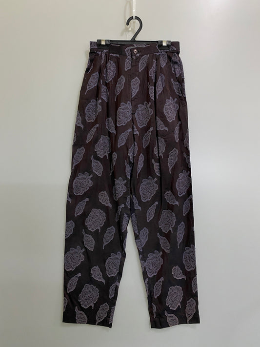 【中古品】【レディース】 ISSEY MIYAKE イッセイミヤケ 80S BOTANICAL PATTERN PANT ボタニカル柄パンツ スラックス 171-260613-kt-06-min サイズ：9 カラー：ブラック系 万代Net店